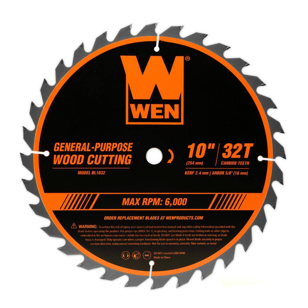 WEN 10 in. 32-Tooth and 60-Tooth Carbide-Tipped Professional Woodworking Saw Blade Set (2-Pack)