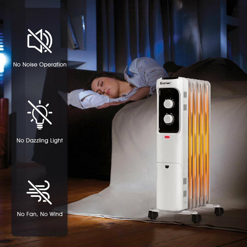 Costway 1500-Watt Electric Oil-Filled Radiant Space Heater with Adjustable Thermostat