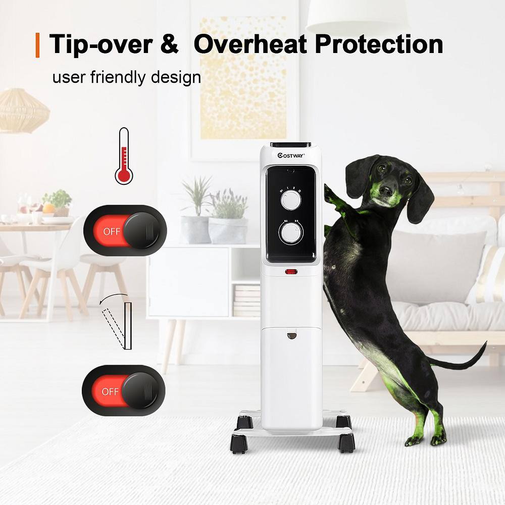 Costway 1500-Watt Electric Oil-Filled Radiant Space Heater with Adjustable Thermostat